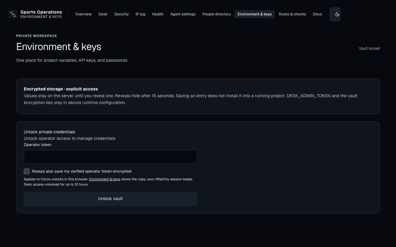 Current local credentials view